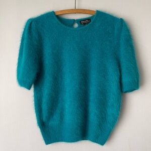 Venesha Quality Angora Turquoise Short Sleeve Sweater S